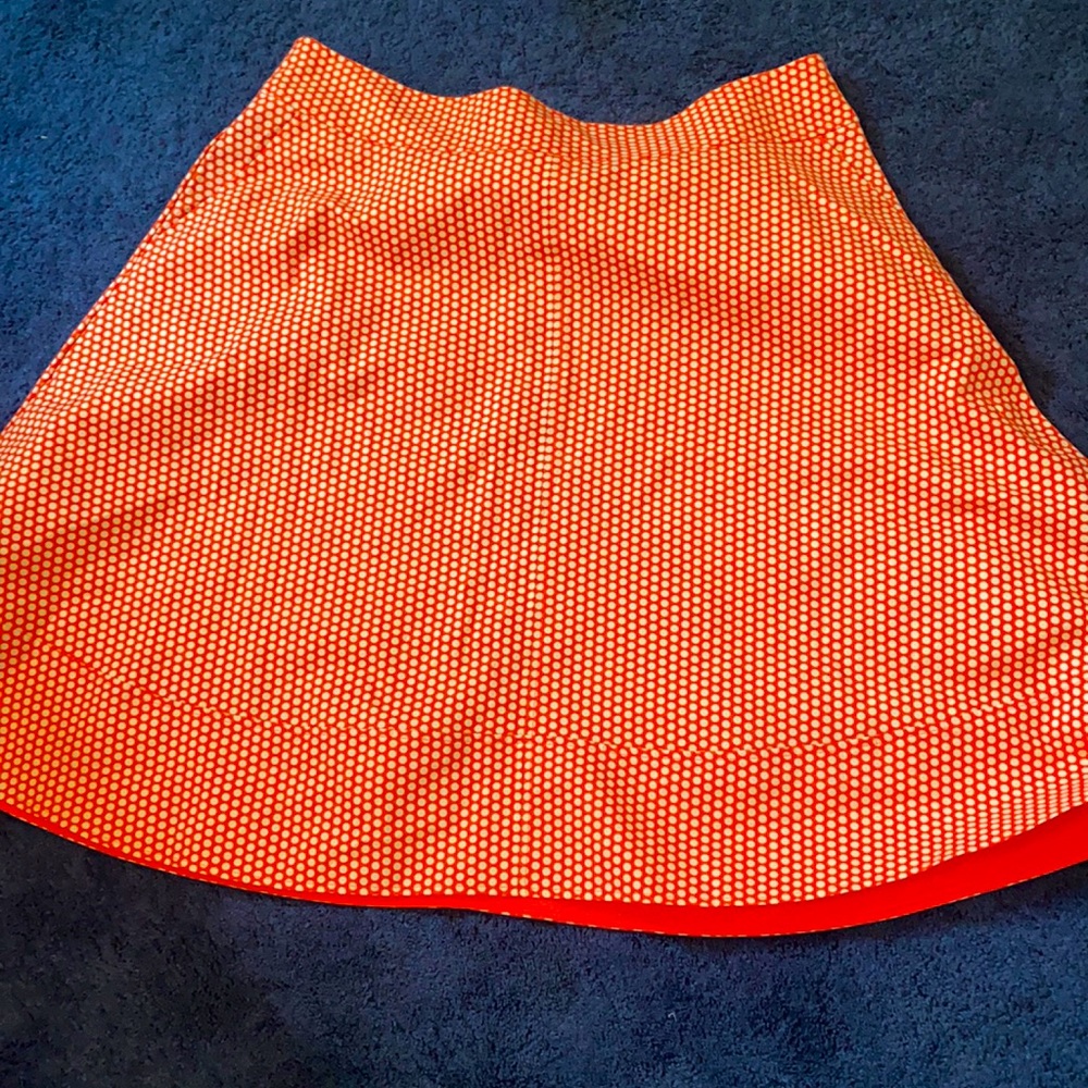 Orange white polkadot skirt with pockets